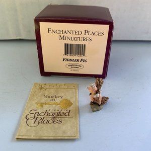 Disney WDCC Enchanted Places Fiddler Pig Miniature With COA From 1990s
